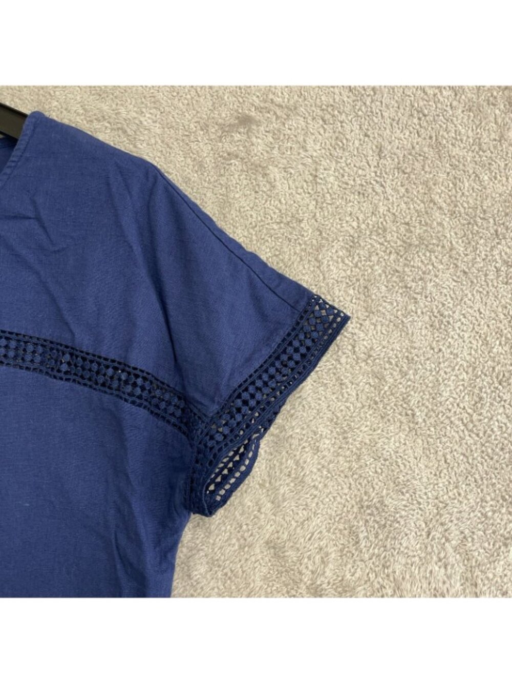Vineyard Vines Women's S Blue Crochet Lace Cotton Shift Dress Short Sleeve P0295 - Picture 7 of 9